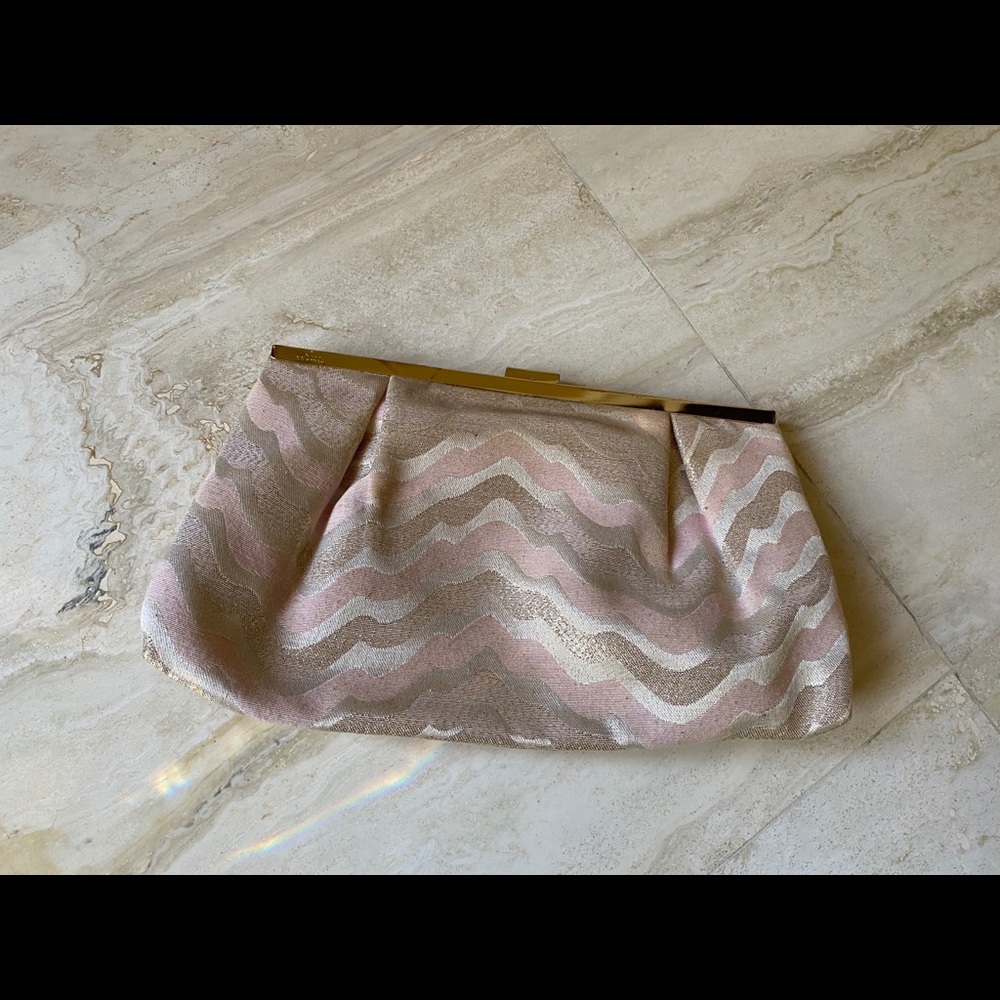 Lilly Pulitzer pink and gold clutch